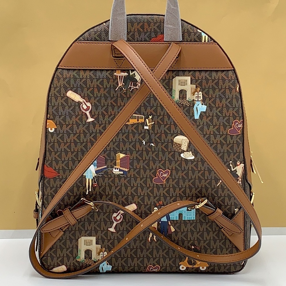MICHAEL KORS JET SET GIRLS JAYCEE LARGE ZIP POCKET BACKPACK BROWN MULTI COLOR - Picture 8 of 16